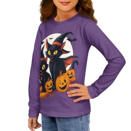 Image of Long Sleeve Shirts for Girls Casual Crewneck Tops Fall Winter Outfits for 3-16 Years Old