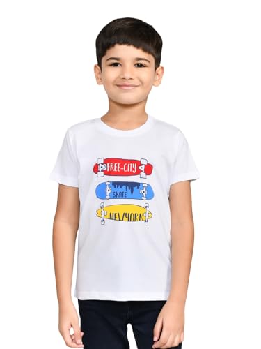 Image of Lux Cozi Printed Round Neck Half Sleeve Cotton T-Shirt for Boys | Prints May Vary |