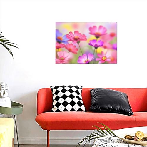 Peinture murale moderne de fleurs d'été roses pour décorer votre chambre