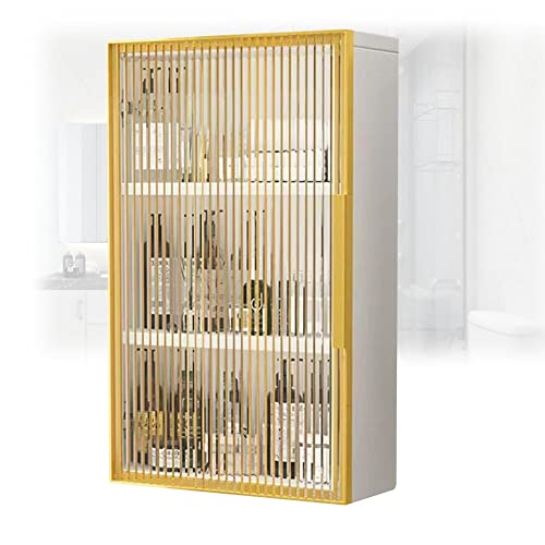 Botiquín de madera con puertas de cristal para baño de pared y mueble de metal