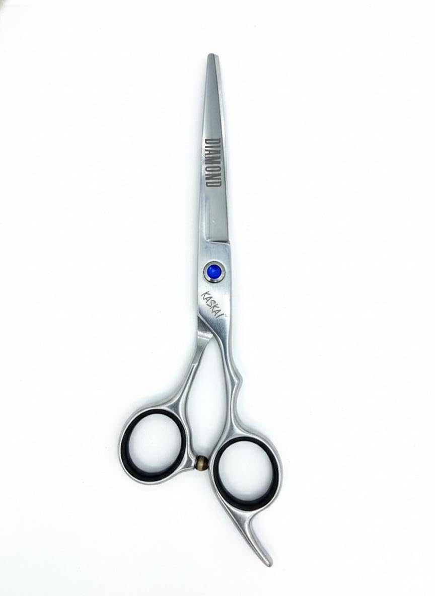 Hair Cutting Scissors Diamond 440C Japanese Steel Silver, Professional Barber Salon Scissor with Premium Case | hair cutting, trimming, mustache personal grooming with Sharp blades-picture-28