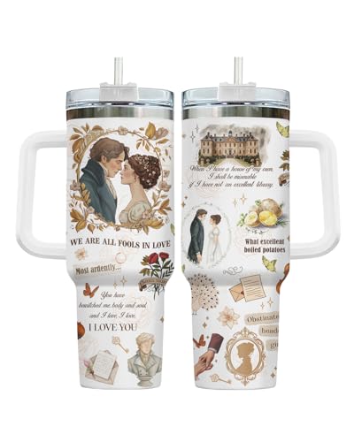 GEPOSTORE Classic Literature Romance Tumbler 40oz With Handle And Straw