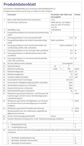TuTu-TV-32-Pouces-80-cm-sans-Bord-LED-HD-Ready-Televiseurs-avec-Triple-Tuner-DVB-C-T2-S2-HDMI-CI-Lecteur-multimedia-USB-Mode-hotel-Dolby-Audio-TUB32HN1N-2024 tutu tv 32 pouces (80 cm) sans bord led hd ready téléviseurs avec triple tuner (dvb c / t2 / s2), hdmi, ci+, lecteur multimédia usb, mode hôtel, dolby audio (tub32hn1n, 2024)