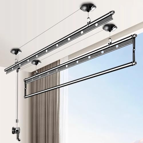 Ceiling Pulley Laundry Drying Rack - Space-Saving Clothes Airer & Wall-Mounted Towel Rail for Efficient Indoor Drying & nizat