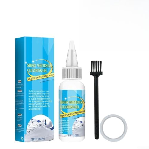 Gel blanqueador de zapatos de 30 ml con cepillo para zapatillas blancas, limpieza profunda, removedor de manchas para cuero, gamuza, lona, kit de cuidado de calzado al aire libre