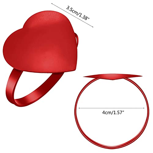 Heart Napkin Rings Set Of 6 Red Love Heart Napkin Rings Valentine's Day Mother’s Day Heart Napkin Holder Dining Table Decorations Anniversary Wedding Engagement Birthday Party Dinner Napkin Ring #TOP1