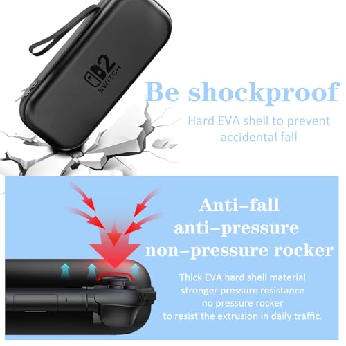 GZYYANG Etui pour Nintendo Switch 2, Noir Housse Switch 2 avec 10 Emplacement pour Cartes de Jeu, Équipé d'un étui de Protection Transparent – vue 4
