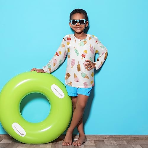 Image of CaTaKu Ice Cream Sweet Boys Rash Guard Long Sleeve Toddler Swim Shirts UPF 50+ Swimsuit for Boys Girls 4T