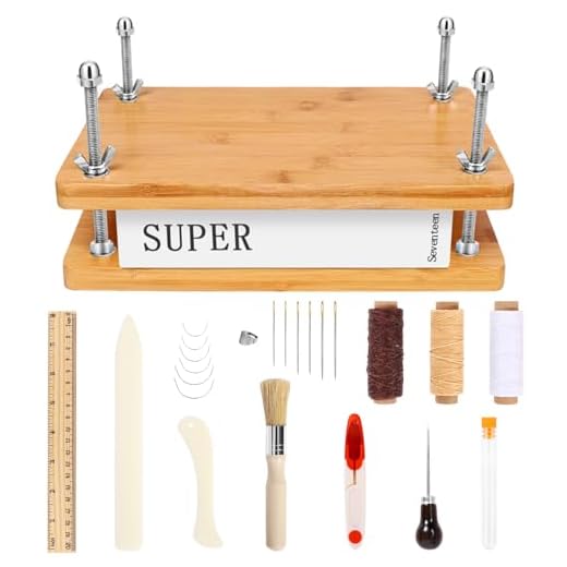 Hugestar Prensa de livros, prensa de livros de bambu de madeira com 23 kits de encadernação para encadernação (29 x 19 cm) (máquinas de encadernação)