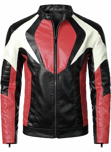 HOOD CREW Man’s Motorcycle Biker Jackets Stylish Design Faux Leather Jacket for Men
