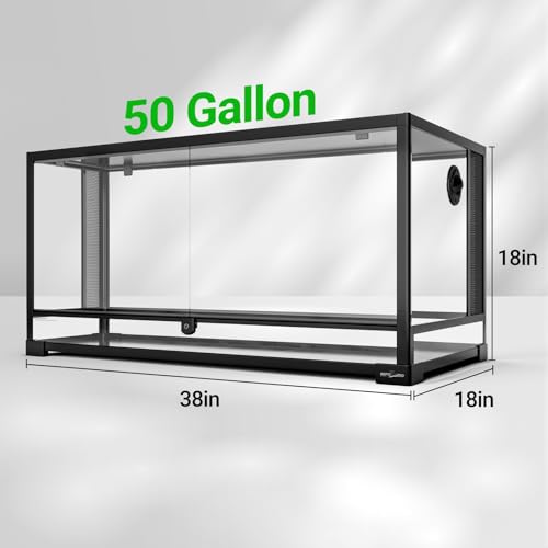 Image of REPTI ZOO 50 Gallon Reptile Glass Tank Terrarium 2 in 1 Side Meshes and Side Glasses Double Hinge Door with Screen Ventilation Tempered Glass 36 inch x 18 inch x 17.75 inch