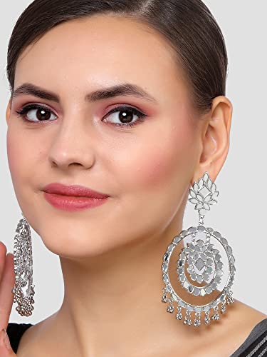 Image of Karatcart Red Stone Studded Gold Plated Drop Earrings for Women