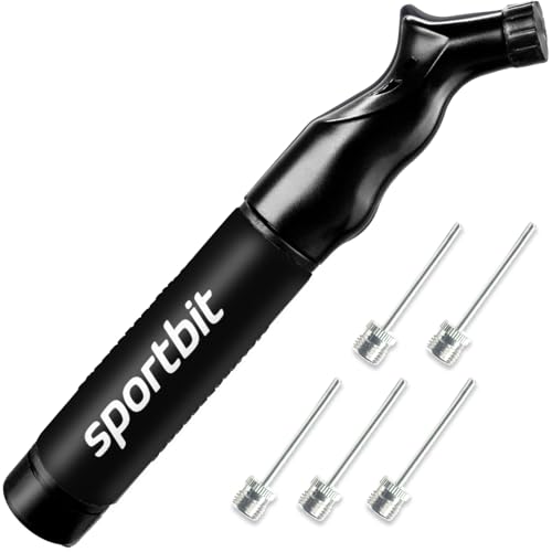 Image of SPORTBIT Ball Pump for Sports Balls - Push & Pull Inflating System - Hand Pump for All Exercise Balls - Volleyball Pump, Basketball Inflator, Football & Soccer Ball Air Pump - Goes with 5 Needles Set