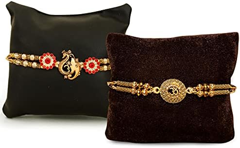 TIED RIBBONS Rakhi for Brothers Set of 2 with Raksha Bandhan Card for Brother and Roli Tika - Rakhi Bracelet for Brothers Rakhi Thread Bhai Rakhi Set of 2 Bro Rakhi