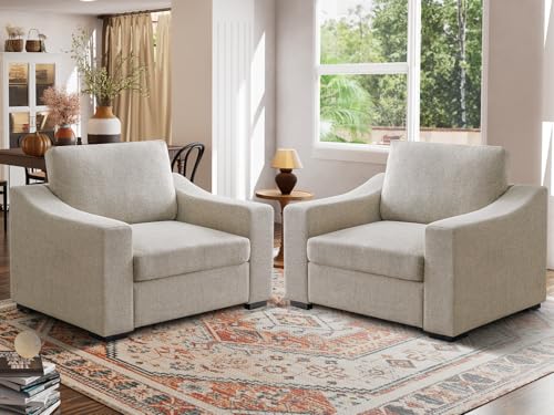 ELUCHANG Oversized Linen Armchair Set