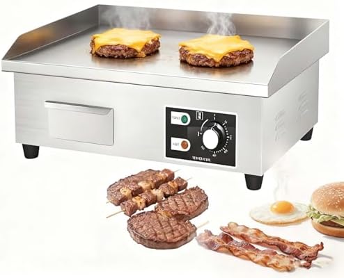 Professional Electric Griddle 3000W, Stainless Steel Non-Stick Teppanyaki Grill, 14/22 Inch Cooking Surface, Adjustable Temperature Control, Perfect for Home & Restaurant Use.