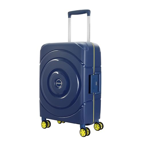 Image of American Tourister Polycarbonate Material Circurity Max 55 cm Small Hardside Cabin Suitcase with Xtrasecu 3-Point Locking System & Double Spinner 8 Wheels for Unisex - Deep Blue