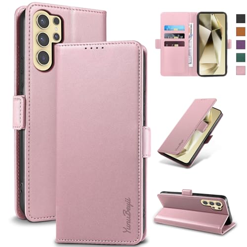 Yunubeyii Wallet Flip Case for Samsung Galaxy S24 Ultra 5G,Pink