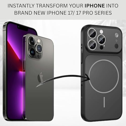 Image of Converter Case for iPhone 11 Pro Max | Premium Protective Mag-Safe Cover | iPhone 17 Pro / iPhone17 Pro Max Series Style Design | in-Built Camera Guard | Wireless Charging Compatible (Black)