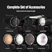 NEEWER CRM2 Magnetic Accessories Kit for Round Head Flash Z1-C/N/S Z2-C/N/S/F Z2Pro-C/N/S/F Compatible with Godox V1 Speedlites, Included 14pcs Flash Light Control Modifier Diffuser Adapter