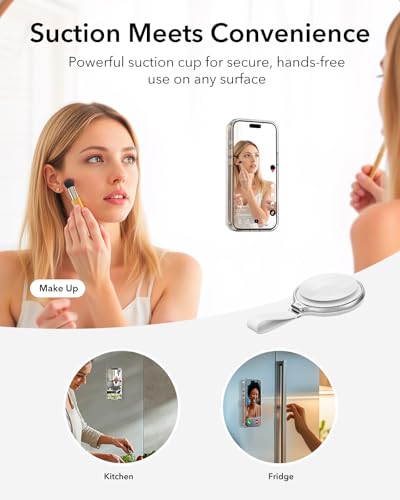ESR for MagSafe Suction Mount, Sticky Phone Grip, Magnetic Phone Suction Grip, Silicone Suction Cup Phone Mount, Hands-Free Mirror Phone Holder for iPhone 17 16/Android/S25/Google, TikTok/Video, White - image 3