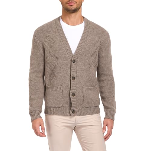 Amazhiyu Men's 100% Wool Button Down Cardigan