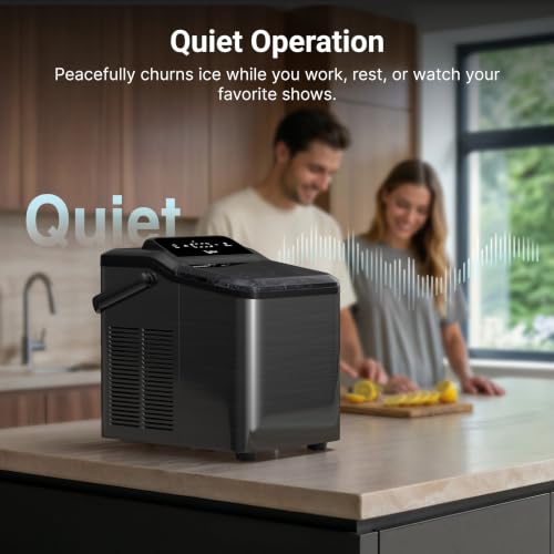 Image of Typhur Smart Nugget Ice Maker Countertop with App Control, Pebble Ice Machine, Portable Pellet Ice Maker with Handle, Self-Cleaning Pump, 8 Cleaners, 35lbs /24H for Home, Kitchen, Office, RV, Black