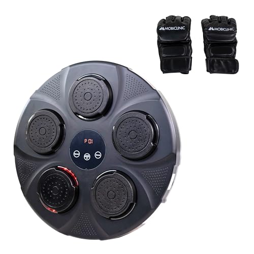 Mobiclinic®, Machine de Boxe Musicale, 9 Modes et 9 Vitesses, Connexion Bluetooth, Écran Numérique, Gants de Boxe, Lumières LED, 4H d’Autonomie,...