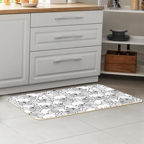 Tapis de cuisine absorbant lavable lot de 2 antidérapant motif chien