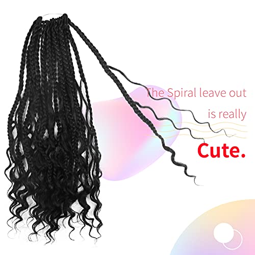 Niseyo 8 Packs Curly Ends Goddess Box Braids Crochet Hair 16 Inch Crochet Braids With Curly Ends Goddess Braid French Curl Braiding Hair (1B) #TOP2