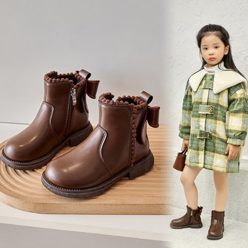 Girls Ankle Boots Kids Ankle Booties Comfortable Slip on Short Booties Side Zipper Bowknot Dress Shoes3