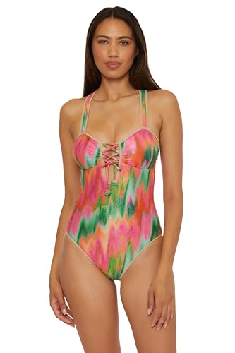 BECCA Women's Mirage Bandeau One Piece Swimsuit, Adjustable, Bathing Suits