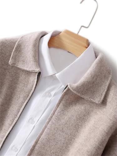 Men's 100% Merino Wool Cardigan, Soft Business Casual Lapel Zipper Sweater3