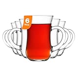 NORDIC SCHILLER Keyif Teeglas mit Henkel 145 ml – 6er Set, Türkische Teegläser aus Glas, Spülmaschinengeeignet, Hitzebeständig, Elegantes Design für Tee & Heißgetränke