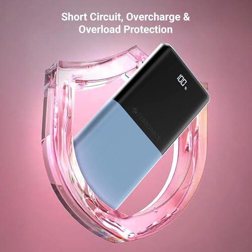 Image of ZEBRONICS 10000 mAh Power Bank | 22.5W Super Fast Charging | PD3.0 (PPS) | Dual Type-C & USB-A | LED Percentage Display | Sleek /Texured Body | for All Mobiles, Tablet, Earbuds, EnergiPod 10R1 (Blue)