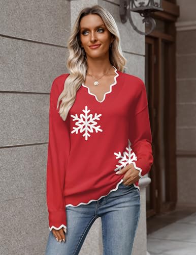 Image of Zeagoo Women's 2026 Fall V Neck Sweater Long Sleeve Lightweight Knit Tops