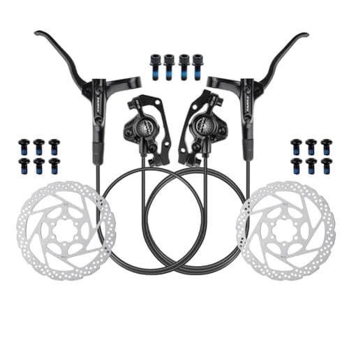 For Shimano MT200 Hydraulic Disc Brake Set for Mountain Bikes ¨C Dual-Piston Oil Brake with Aluminum Alloy Lever, 160mm/140mm Rotors, Mineral Oil, Front & Rear Braking Control