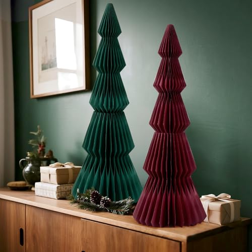 SUNBEAUTY 20'' Red and Green Honeycomb Christmas Tree Large 3D