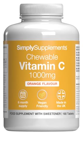Chewable Vitamin C 1000mg with Riboflavin (Vitamin B2) | Immune & Skin Support | 180 Vegan Tablets | 6-Months Supply | Vegan & Vegetarian Friendly | UK Made