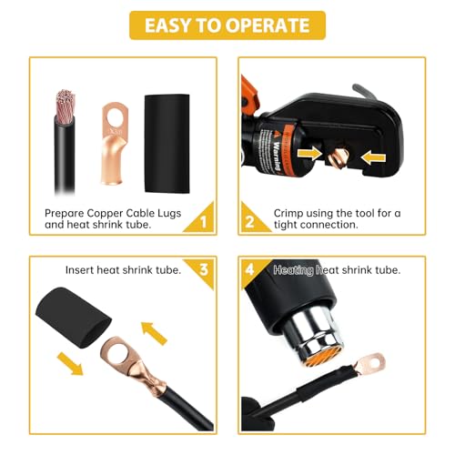 10pcs 4 Awg - 3/8 (M10) Sanuke Wire Lugs 4 Gauge Ring Terminal Connectors Ends, Heavy Duty Wire Connectors for Battery Cable Lug Wire Electrical Eyelets with 3:1 Dual Wall Adhesive Heat Shrink