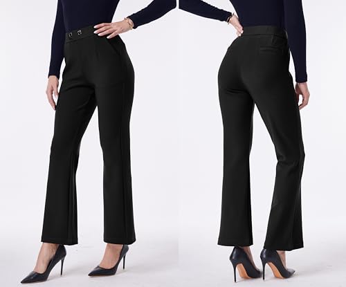 heipeiwa Women's Dress Pants Bootcut High Waist Pull on Comfort Work Business Casual Slacks Pant4