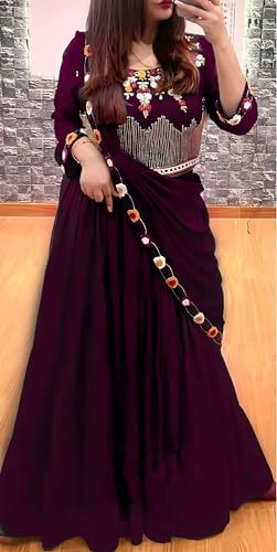 Image of Women's Sequins Thread Embroidered Georgette Semi Stitched Lehenga Choli With Dupatta (5124-Women-Lehenga-Choli-Latest)