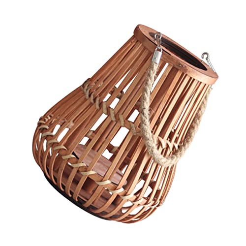 VINTORKY Boho Hanging Lantern Hollow Bamboo Lantern for Candle Decorative