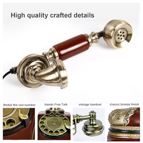 Image of TelPal Retro Vintage Antique Style Rotary Dial Button Desk Telephone Phone Home Living Room Decor
