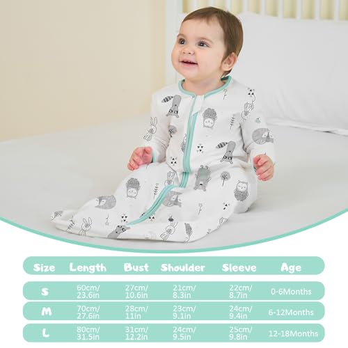 Image of Miracle Baby Long Sleeve Sleep Sack 2-Pack, 100% Cotton Wearable Blanket Baby Sleeping Bag for Newborn Infant Toddler