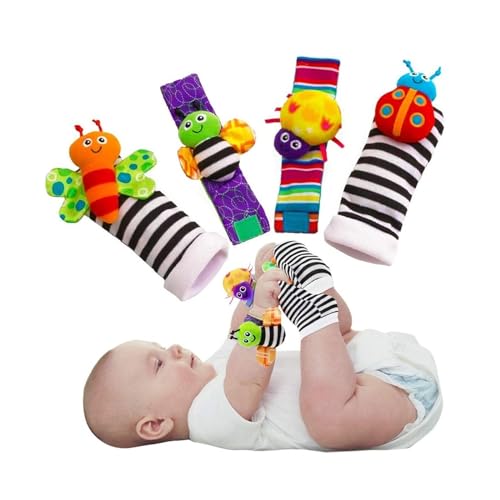 Image of Sweet Anna - Rattle Socks - Foot Finder Toys - Baby Rattle Socks 0-6 Months, Infant Rattle Socks, Baby Wrist Rattles Socks, Perfect Baby Toys - Gift Set: 4 Count (Pack of 1)
