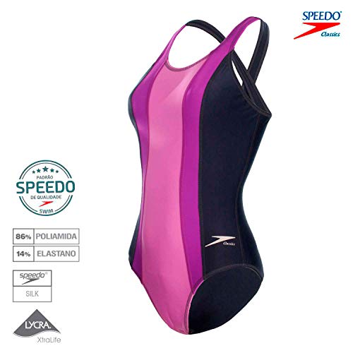 Speedo Maillot Vintage, P, preto/roxo (Grafite Lirio)