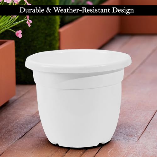 Image of Kuber Industries 14 Inch Plastic Large Size Flower Pot for Home, Office, Living Room, Balcony & Garden | Aesthetic & Portable Gamla Pot /Planter for Ideal for Indoor & Outdoor Use | White