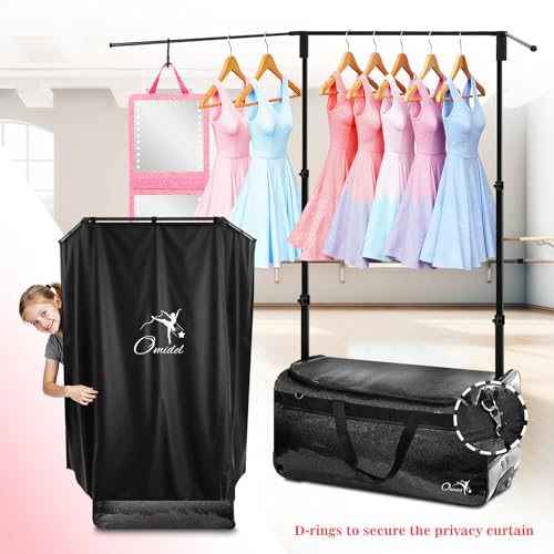 Dance Bag with Garment Rack and Curtain, 28" Rolling Dance Competition Duffle Bag with Garment Rack | Portable Dance Changing Room Suitcase for Dancers Athlete Livestreamer Cheerleaders2