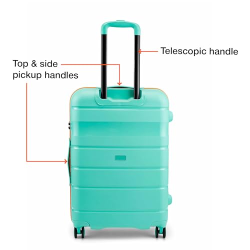 Image of Nasher Miles Jupiter Hard-Sided Polypropylene Check-in Luggage 24 inch | 65cm | 8 Wheels Medium Trolley Bag for Travel | Suitcase (Teal)